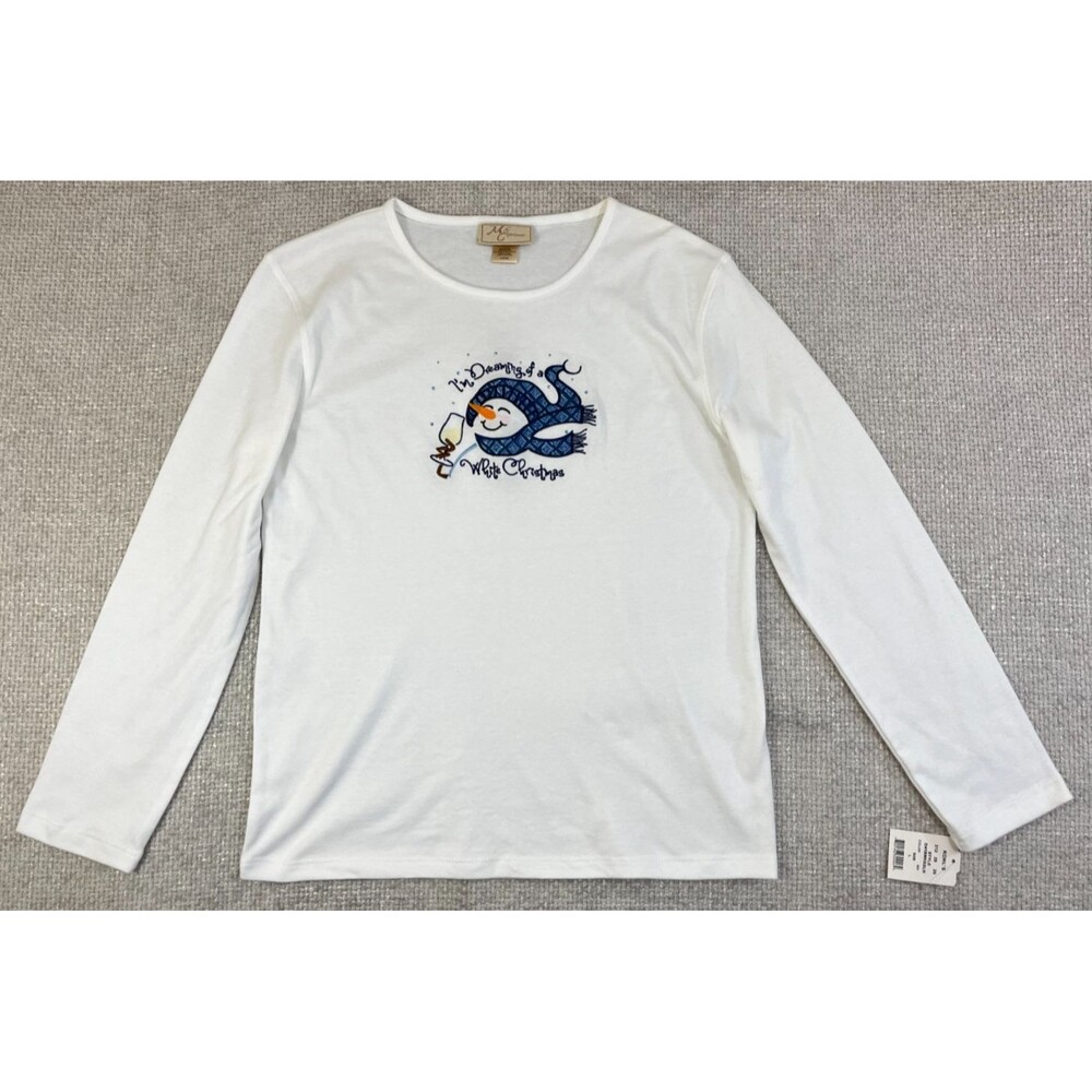 NEW I'm Dreaming Of A White Christmas T-Shirt Women's Large White MC Sportswear